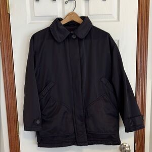 Vintage Eddie Bauer Dark Navy Blue Fleece Lined Cotton Nylon Blend Coat Jacket